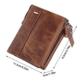 thumbnail image 4 of Cartera corta de cuero auténtico para hombre, moderna, con doble cremallera y diseño de caballo loco., 4 of 7