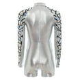 thumbnail image 2 of Zaldita Womens Metallic Shiny Galaxy Princess Dance Jumpsuit Long Sleeve Unitard Dress Up Silver S, 2 of 7