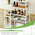 thumbnail image 5 of Biemlerfn 8-Tier Over the Toilet Rack, Bathroom Storage Organizer with Adjustable Shelves, Toilet Paper Holder & Hooks, White, 5 of 11