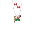 thumbnail image 2 of Delight Jewelry Goldtone Crystal Script ''Believe'' Christmas Kiss Charm Necklace and Stud Earrings, 2 of 4