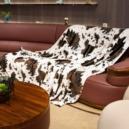 Couverture en Molleton à Motif de Vache, Format Grand Lit, Couverture de Lit Douce, Duveteuse, Confortable et Légère, Jetés de Vache, Couvertures Chaudes, Cadeau en Peluche, Déco Maison Vache 90 Pouces" X 90 Pouces"