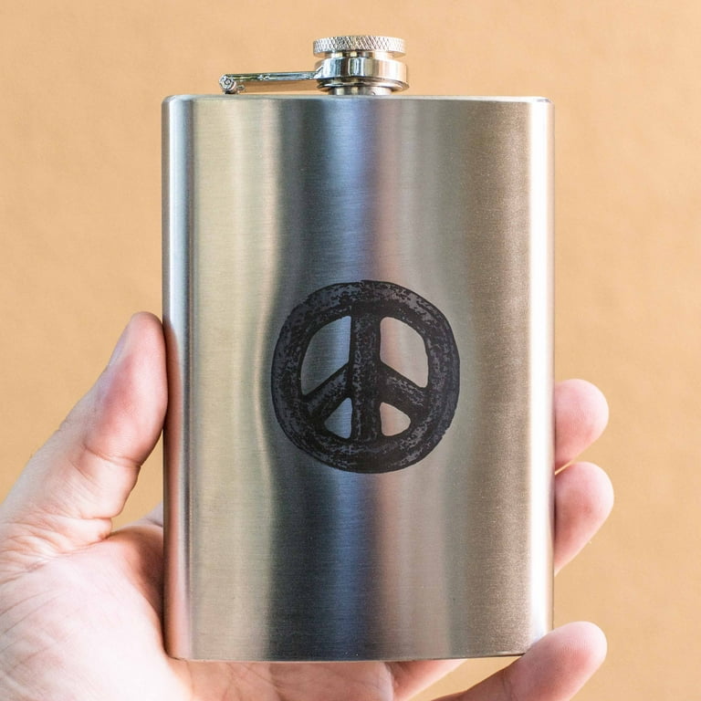 8oz Rustic Peace Stainless Steel Flask 8oz Rustic Peace Stainless Steel Flask