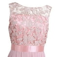 thumbnail image 6 of Moggemol Women's Wedding Floral Lace Sleeveless Floor Length Evening Cocktail Formal Bridesmaid Gown Pearl Pink 16, 6 of 7