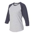 thumbnail image 6 of Fine Jersey Baseball Tshirt for Womens 3/4 Length Sleeve Tee Tops, Vintage Heather/Vintage Navy, M, 6 of 8