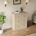thumbnail image 3 of CozyHome Large Nighstand, Wood Night Stand with 3 Drawers, Wood Side Table with Golden Round Knobs, Modern End Table Chest of Drawers for Bedroom, Living Room, Hallway, Closet, Beige, 3 of 8
