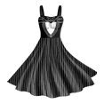 thumbnail image 4 of XIAOCHA Skull Floral Print Swing Dress For Women Spaghetti Strap Gothic Party Gown, 4 of 4