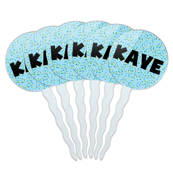Kaye Cupcake Picks Toppers - Set of 6 - Blue Speckles