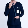 thumbnail image 4 of Herrnalise Men Scrubs Set — Stretch Long Sleeve V-Neck Scrub Top & Straight Pant with 4 Pockets, Ideal For Doctors, Nurses, Dentists And Healthcare Professionals Navy, 4 of 7