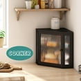 thumbnail image 2 of Corner Bread Box for Kitchen Counter, Bamboo Wood Black Bread Box, Large Capacity Bread Storage Bin with Acrylic Wavy Door Panel (Black, Meduim), 2 of 7