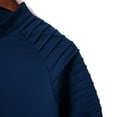 thumbnail image 4 of Fashion YLSDY Men's Casual Sports Stand-up Collar Button Collared Shirt Everyday Zip Neck Pleated Fashion Button Collared Shirt Solid Tops Navy XL, 4 of 7