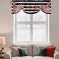 thumbnail image 2 of Pink Rose Tie Up Valance Curtains for Windows, Kitchen Curtains Window Treatments, Books Cake Wine Black Beige Striped Short Window Shades Valances for Bedroom Bathroom Cafe 42"x12", 2 of 8