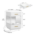 thumbnail image 4 of Table d'Appoint 24 Pouces avec Station de Charge, 2 Tiroirs Lumière LED Table de Chevet pour Chambre Salon Petit Espace, Blanc, 4 of 6