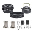 thumbnail image 1 of Colaxi Camping Cookware Kit Cooking Pot Folded Handle Kitchen Cooker with Carry Bag Non Stick Frying Pan for BBQ Picnic Fishing Home Black, 1 of 8