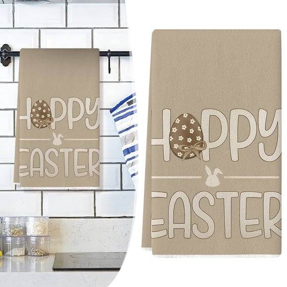 Happy Easter Kitchen Towels with Eggs Print Dish Towels 15.8"x23.6" Decorative Tea & Hand Towels Farmhouse Xmas Kitchen Rags for Kitchen Decor & Easter Decorations(I)
