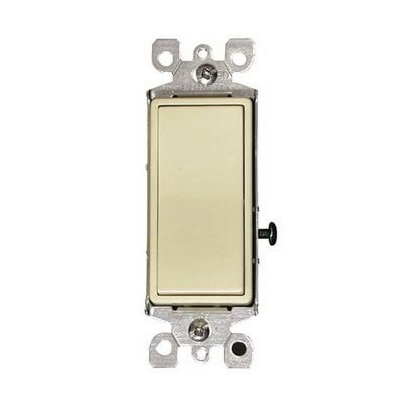 Leviton 5603-2I 15 Amp, 120/277 Volt, Decora Rocker 3-Way AC Quiet Switch, Residential Grade, Grounding, Ivory