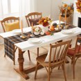 thumbnail image 3 of Orange Blue Plaid Table Runner - 48 Inch Long Farmhouse Checkered Buffalo Fall Cotton and Linen Blended Dress Scarves Farmhouse Table Runner for Kitchen Dining, Coffee Table, 13" x 48", 3 of 8