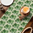 thumbnail image 3 of St Patricks Day Table Runner 90 Inches, Spring Green Shamrock on Linen Bed Runner Dresser Scarves Tabletop for Indoor Outdoor Parties/Ceremony/Banquet, 13" x 90", 3 of 8