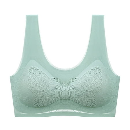 

ZMHEGW Strapless Bras for Women Wire-Free Seamless Bra Solid Print Green Xl