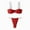 Red, variant on Women's Backless Two Piece Bikini - Three Point Lacing Swimwear - Polyester/Spandex Blend - S-XL Sizes for Beach/Pool Parties