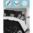 thumbnail image 4 of White Dandelion Queen Size Down Alternative Comforter, Lightweight Comforter Quilt Bedding Set with Pillow Shams Spring Flowers Botanical Vintage Black All Seasons Bed Comforter Duvet Insert 90"x96", 4 of 7