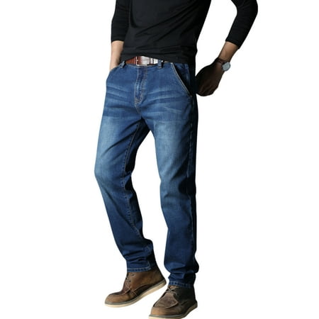 Mens Loose Jeans 2019 Baggy Jeans Men Large Pockets Stretch Mens Denim Pants Casual Elastic Waist Long Trousers Big