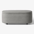 thumbnail image 7 of WestinTrends 42" Wide Mid-Century Modern Upholstered Teddy Sherpa Tufted Oval Storage Ottoman Bench, Light Gray, 7 of 7
