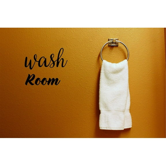 Custom Wall Decal - Peel & Stick Sticker : Wash Room Text Lettering Bathroom Quote Home Decor Picture Art 18x18 Inches