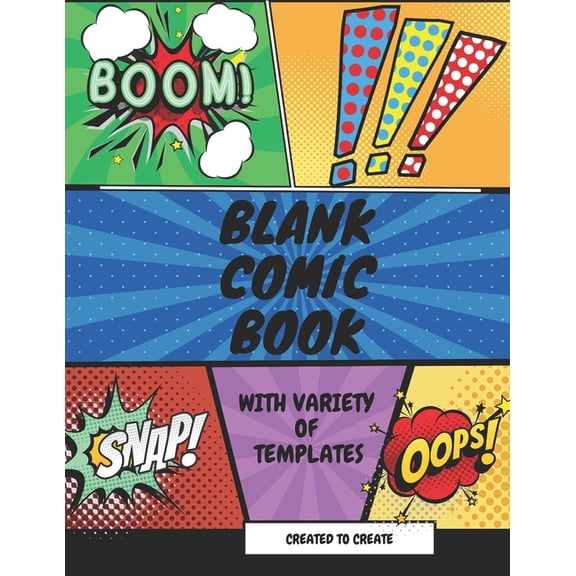 Blank Comic Book for kids with variety of templates: Variety of panel action layout templates to create your own comics., (Paperback)