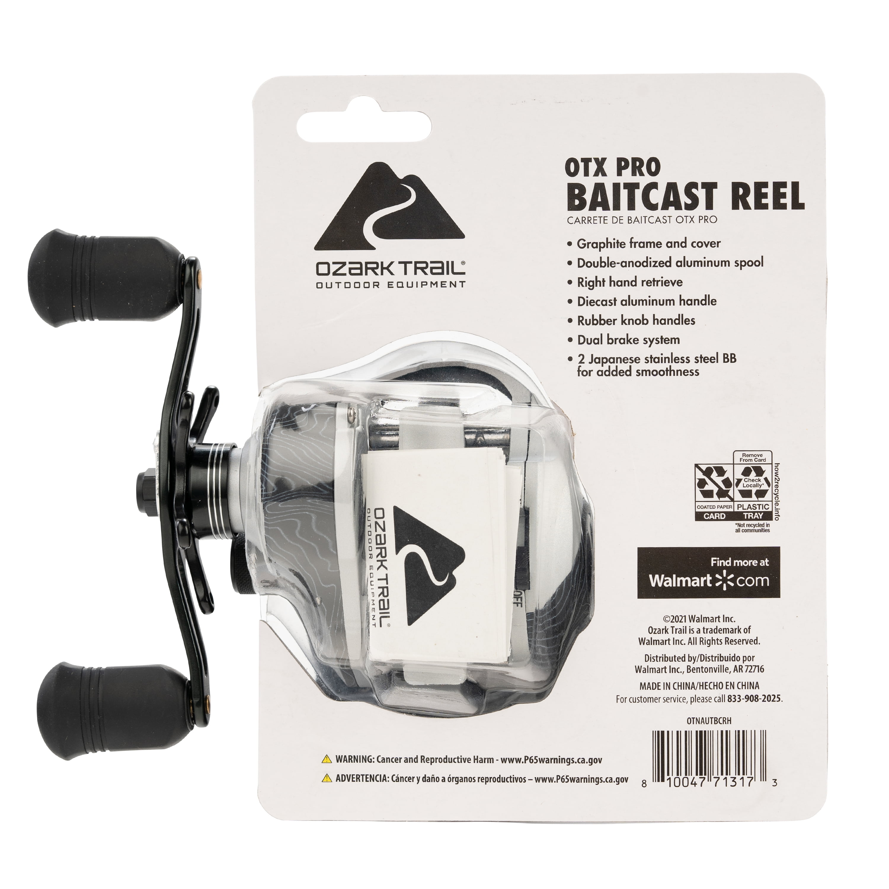 Ozark Trail OTX Pro Baitcast Fishing Reel, Black - Lightweight