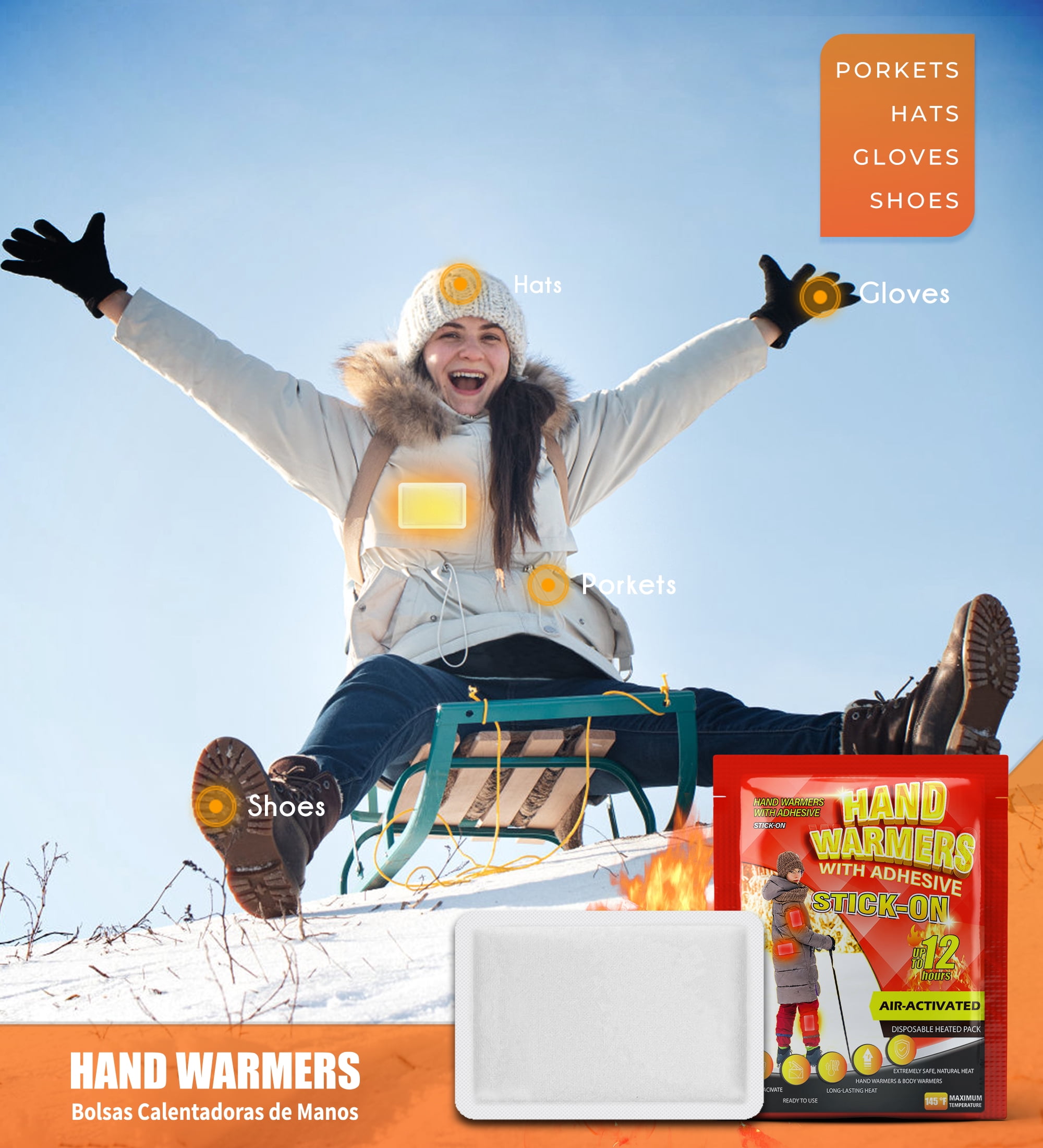 NFTIGB Body Warmer Hand Warmers with Adhesive Backing, Disposable 85Pcs, Long Last Safe Heated 12H