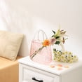 thumbnail image 2 of PORPAN Purse Vase, Glass Bag Vase, Pink Glass Vase, Modern Flower Vase, Aesthetic Vase for Flowers, Decorative Vase with Embossed Pattern for Wedding, Living Room, Bedroom, Table, Office(Round), 2 of 7