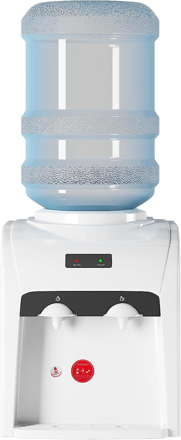 TABU Countertop Water Cooler Dispenser, Holds 3 or 5 Gallon Bottle, Hot