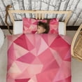 thumbnail image 3 of Red Pink Modern Art Geometric Duvet Cover and Pillowcase Set for Single Bedding, Bedroom Accessories for Kids Teens, 3 of 5