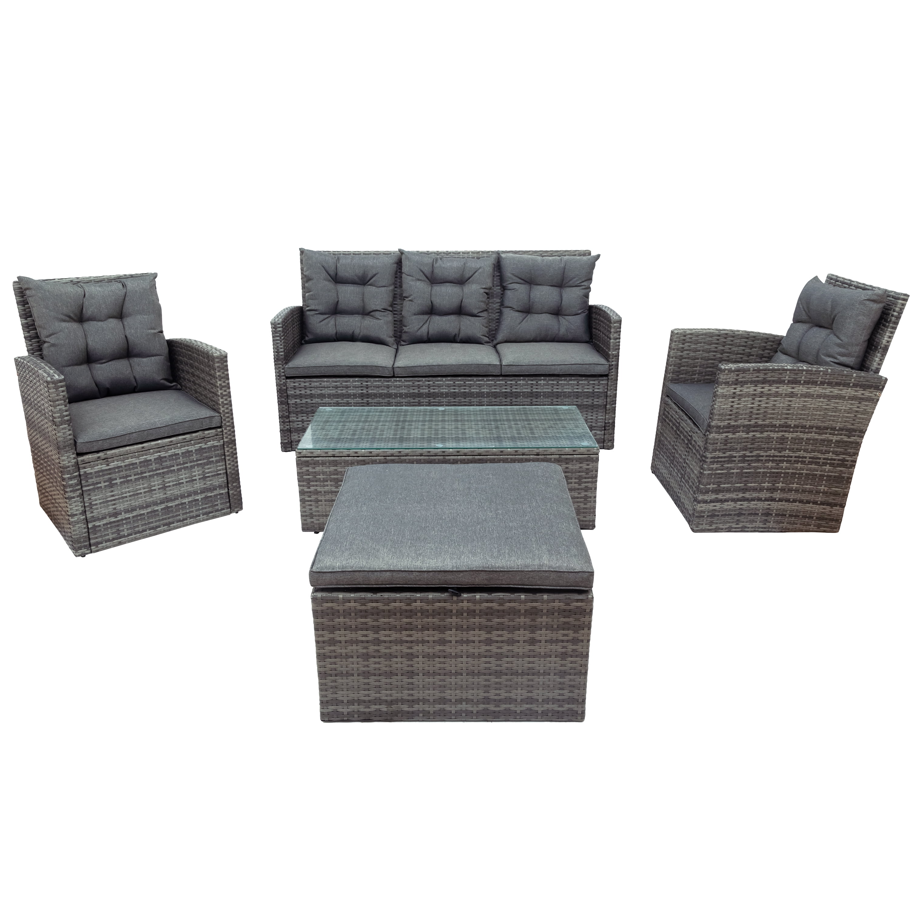 Vancouver 7 seater rattan garden sofa 2025 set in grey