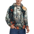 thumbnail image 2 of Rateoe Moon Flower White Owl Pattern Mens Hoodie, Pullover Hooded Sweatshirt, Kangaroo Pocket Hoodie Ideal for Daily Wear, Travel and Home-X-Large, 2 of 7