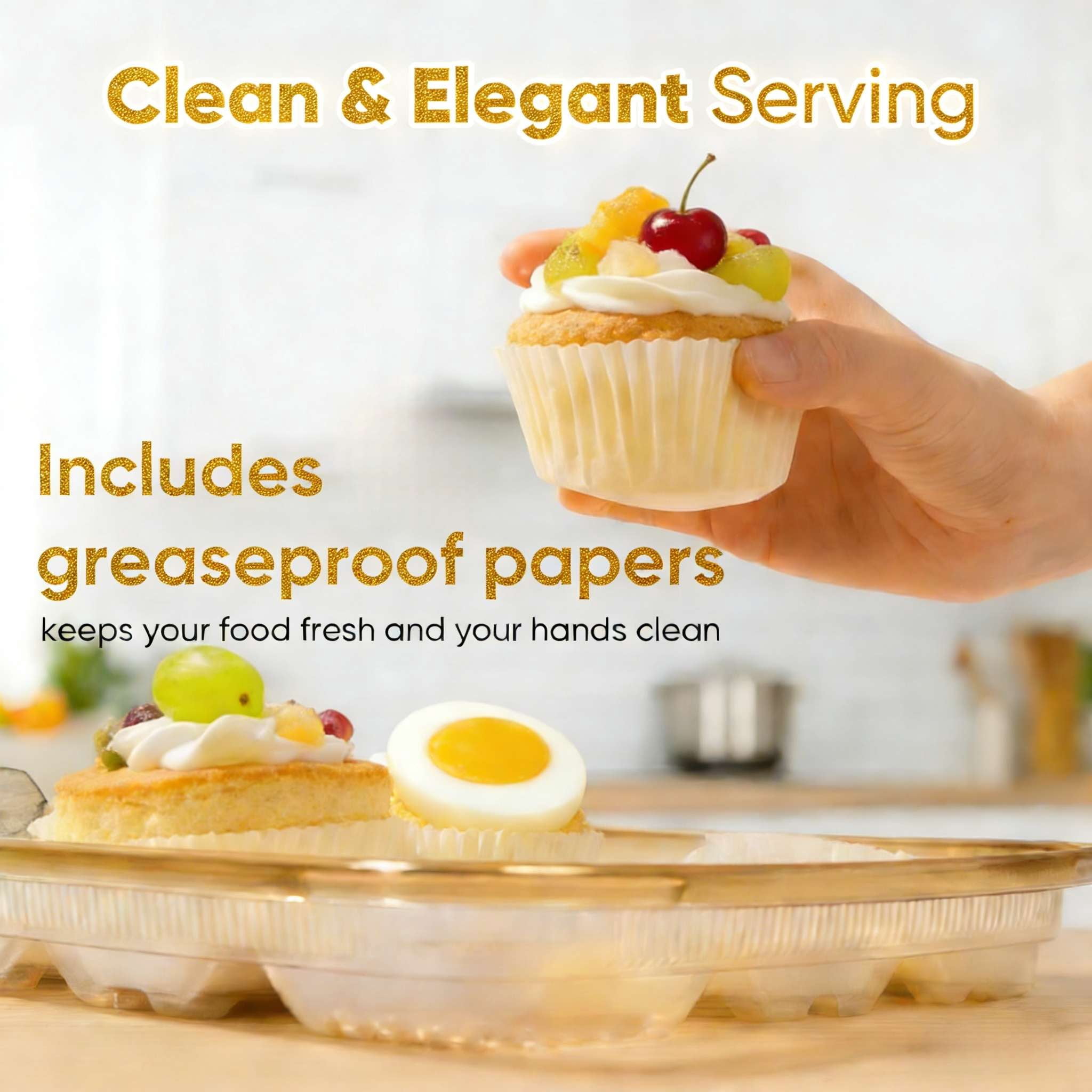 54 Eggs Clear Deviled Egg Tray with Lid, Plastic Party Serving Tray with Greaseproof Paper for Deviled Eggs, Sushi & Desserts