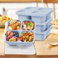 thumbnail image 6 of Hiroekza Bento Lunch Box - Wheat Straw 4 Compartment Food Storage Container with Transparent Lid for Adults & Women Men, Microwave-Safe, Eco-Friendly, 8.27x2.36x2.17in Blue, 6 of 6