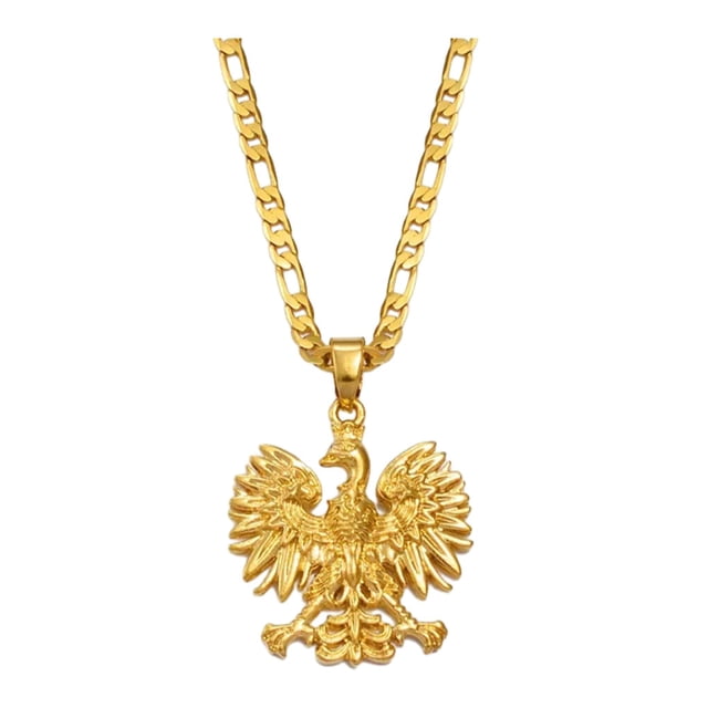 Minnieouse Elegante collar con colgante de acero inoxidable para hombres y mujeres, collar con colgante de águila de Polonia, collares Ropa, zapatos y accesorios Miscelánea oro