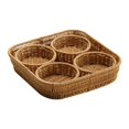thumbnail image 1 of Canasta de pan de ratán de canasta de frutas tejidas con 4 canasta de servicio tejido de plato de compartimento para la mesa de café de comedor de, 1 of 8