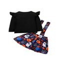 thumbnail image 4 of PENGXIANG Ensemble 2 Pcs pour Filles Enfants Halloween Imprimé Lettre Col Rond Manches Longues Jupe à Bretelles Citrouille, 4 of 9