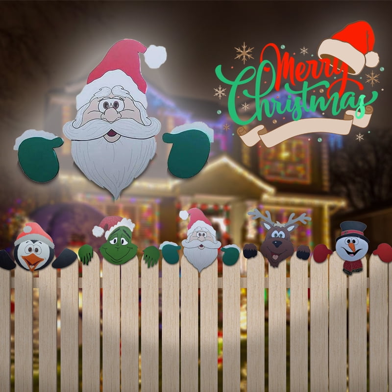 Details about   Christmas Deer Santa Claus Fence Peeker Pendant Top Decoration Snowman Ornaments 