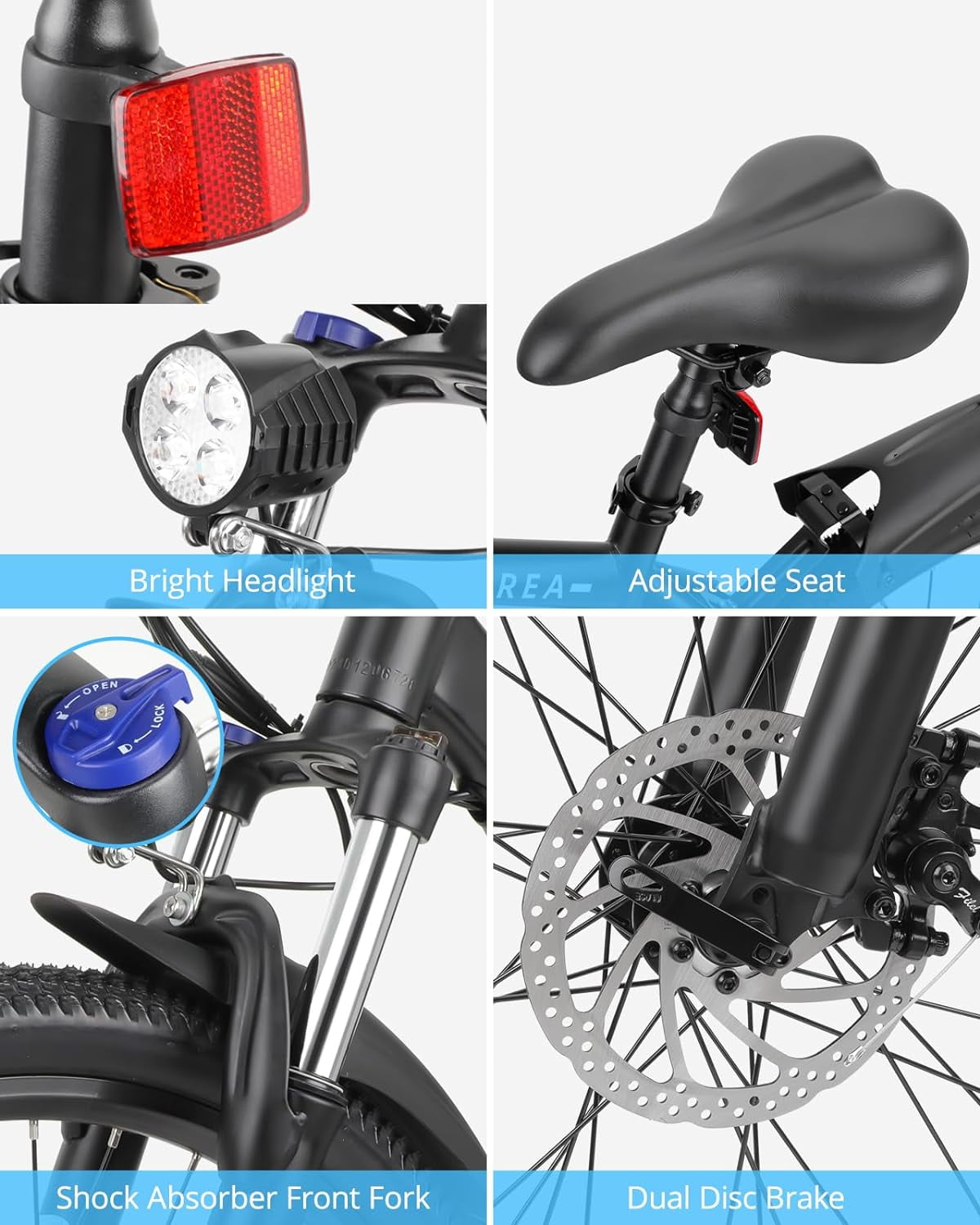 HOVERFLY OUREA 26" Adult Mountain Electric Bike, 48V,Peak 750W Motor, 20 MPH, Max Weight 264 lbs, Black,UL2849