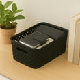 thumbnail image 7 of Simplify Resin Wicker Storage Bin Tote Basket Weave, Small, Black (10" X 8" X 4"), 7 of 7