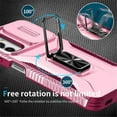 thumbnail image 3 of For Samsung Galaxy A14 5G Slim Fit Shockproof Hybrid with Slide Camera Cover & Rotated Ring Kickstand, [Military-Grade] Phone Case For Samsung Galaxy A14 5G 6.6",Pink,For Galaxy A14 5G, 3 of 8