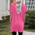 thumbnail image 4 of tarylea Hoodies for Women Short Sleeve Drawstring Long Tops Casual Loose Summer Comfy Pullover Tops, 4 of 6