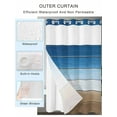 thumbnail image 2 of No Hook Cloth Fabric Shower Curtain with Snap in Liner, Blue Brown Waterproof Shower Curtains Set with See Through Top Window, Vintage Farmhouse Gradient Wooden Grain Bath Curtains Shower 48"x72", 2 of 6