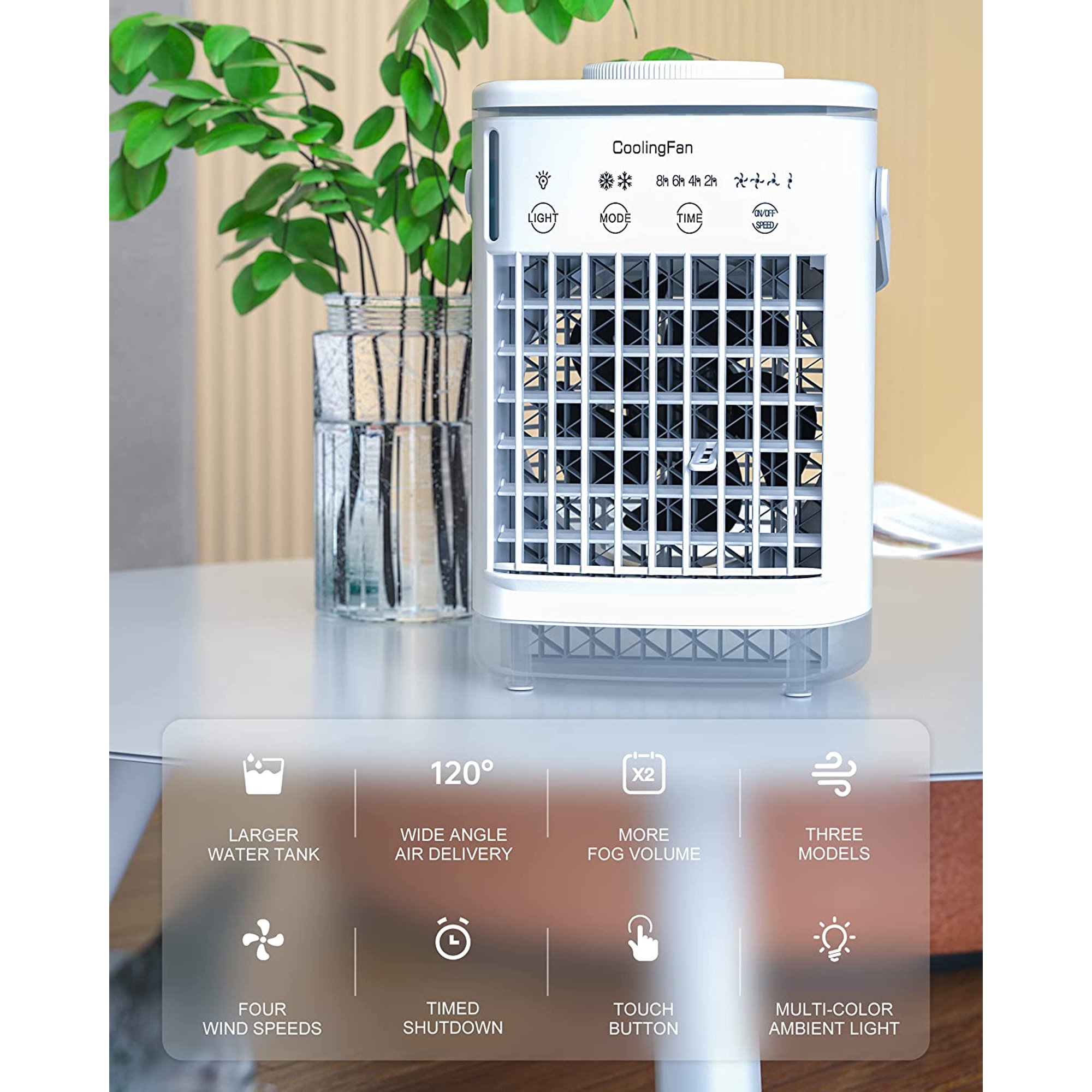 Climatiseur Portable Murale - Ventilateur Chauffant, Minuterie LED, Télécommande Étanche