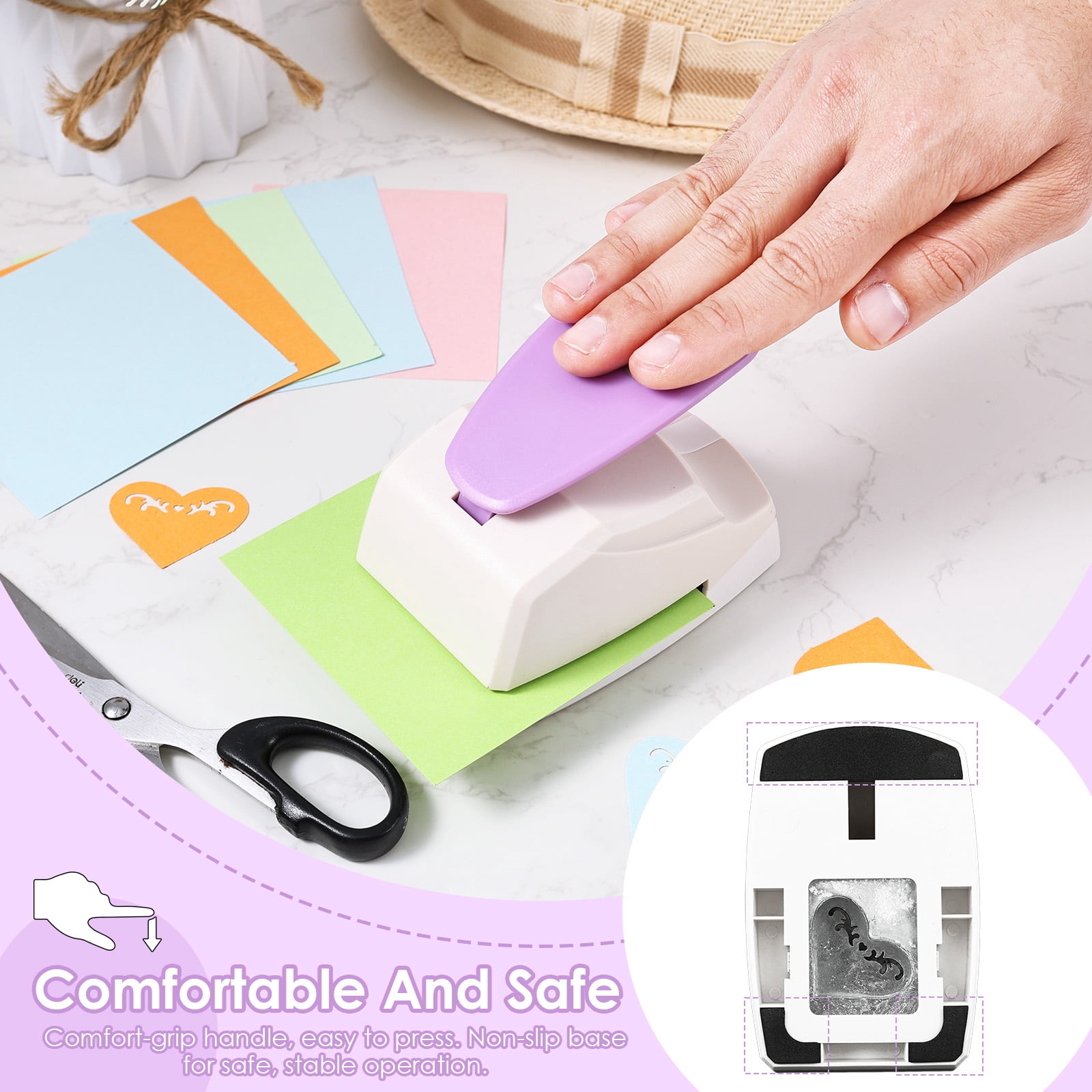 Ihvewuo Paper Punch Butterfly / Heart Hole Puncher for Scrapbooking DIY Handmade Paper Puncher for Crafts Scrapbook Cards Decoration Zinc Alloy+ABS Colorful