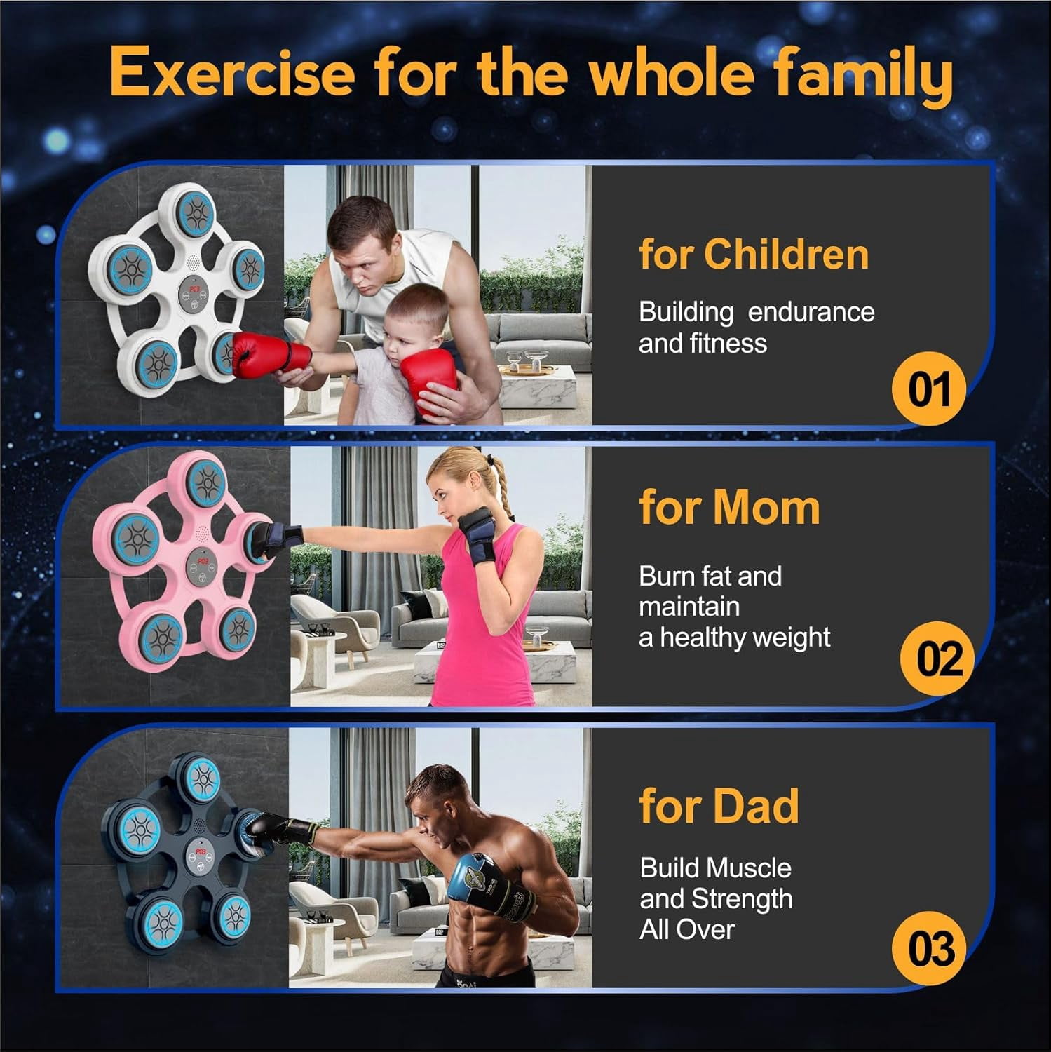 Music Boxing Machine, Smart Bluetooth Trainer With Gloves, Wall Mount for Adults, Shockproof Silent, Target Workout Equipment for Home, Office, Gym