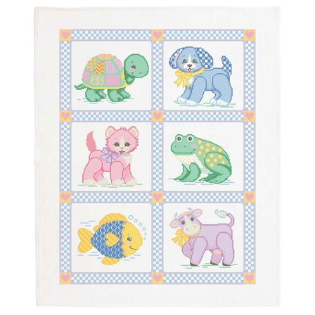 Baby by Herrschners® Toy Animals Baby Quilt Top Stamped Cross-Stitch Kit